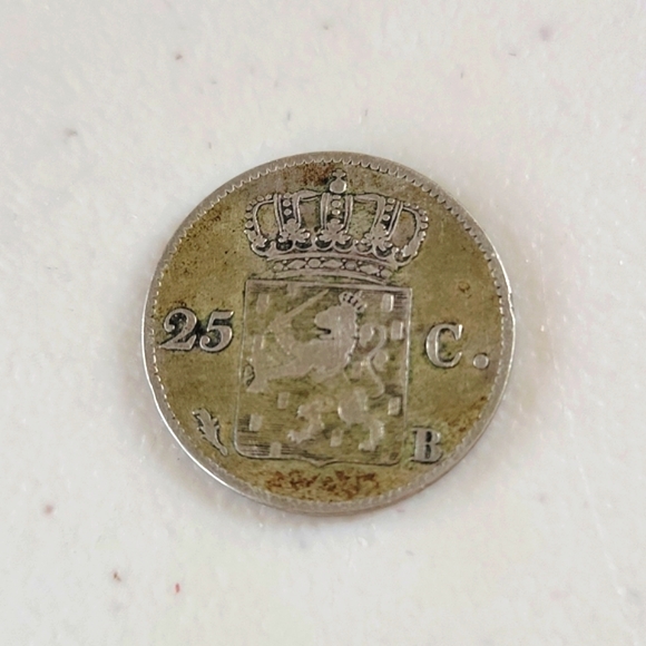 Old Silver Netherland 25c Love Token Coin - Picture 3 of 4